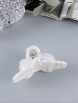 Цена за 12 шт. Крабик для волос «Глянец», бантик дуга, 8 см, белый