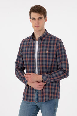 Мужская темно-синяя рубашка с длинным рукавом Неожиданная скидка в корзине