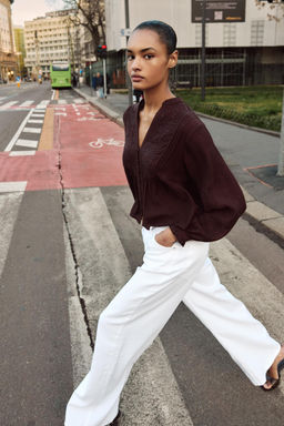 BLUSA BORDADOS / Marr?n - Zara фото 3