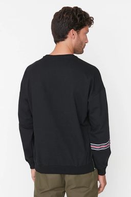 Siyah Oversize/Genis Kesim Seritli Sardonsuz Sweatshirt TMNAW21SW0796 - Trendyolmilla фото 5