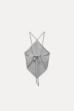 KNIT OPEN BACK CROP TOP WITH RHINESTONES - Zara фото 12