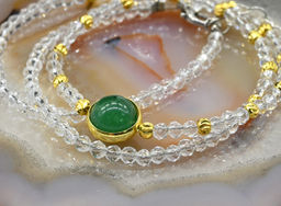 Чокер на шею из циркона с кварцем шарик 3мм цв.хрусталь, 40см