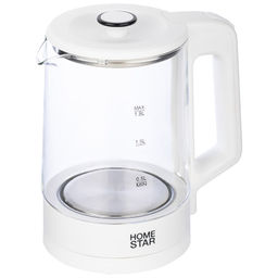 Чайник Homestar HS-1008 (1,8 л), стекло, белый 107009