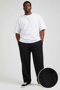 TRENDYOL MAN Siyah Buyuk Beden Oversize/Genis Kesim Dokulu Esofman Alt? TMNSS25AJ00004