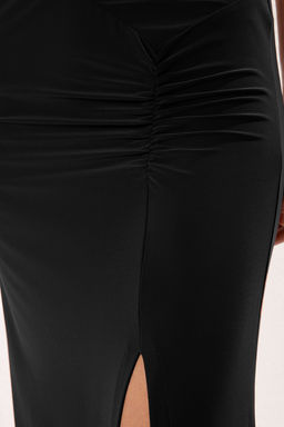 TRENDYOLMILLA Siyah Kay?k Yaka Vucuda Oturan Esnek Maxi Orme Elbise TWOSS25EL00383  фото 5