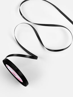 Цена за 10 шт. Лента атласная, 6 мм, 231 м, чёрная №39 - Арт узор фото 3