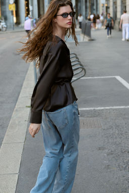 SATIN BLOUSE WITH THIN BELT - Zara фото 3