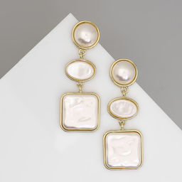 Серьги с жемчугом Гавань сознание, геометрия, цвет золото