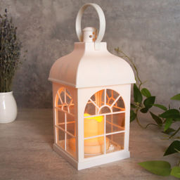 Светильник фонарь настольный 10х10х21 см / YR02515W /уп 48/белый - Галеонтрейд фото 3