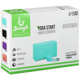 Набор для йоги Sangh: блок, ремень, цвет чёрный  фото 11