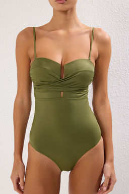 TRENDYOLMILLA Haki Straplez Drapeli Regular Mayo TBESS25MA00057  фото 8