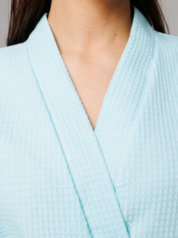 Женский укороченный вафельный халат с планкой мятный В-11 (19) - Росхалат фото 3