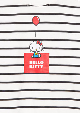 Hello Kitty Bask?l? Siyah Cizgili Tisort - Mavi фото 3