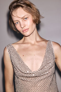 Vestido de lentejuelas con escote drapeado - H&m фото 4