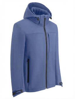 Ветровка мужская софтшелл виндстоппер с капюшоном спортивная синего цвета 9615_1S