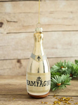 Игрушка елочная, 11 см, стекло, шампань, Шампанское, New year