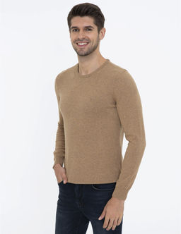 Camel Melanj Slim Fit Bisiklet Yaka Basic Triko Kazak - Pierre cardin фото 3