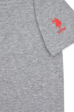 Серая меланжевая базовая футболка для девочек - U.s. polo assn фото 4