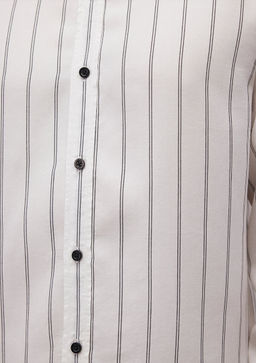 Cizgili Beyaz Tencel TM Lyocell Gomlek - Mavi фото 6
