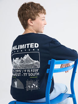 Bask?l? Erkek ?ocuk Kal?n Sweatshirt