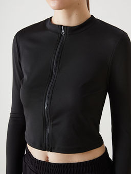 Dik Yaka Kad?n Fermuarl? Sweatshirt