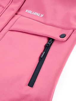 Ветровка спортивная женская с капюшоном softshell розового цвета 9566R - Mtforce фото 6
