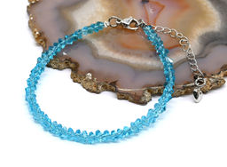 Браслет из циркона огранка 4мм, цвет голубой топаз, 18см