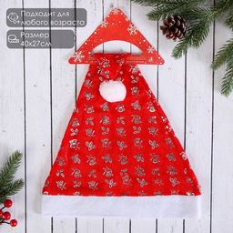 Цена за 3 шт. Колпак новогодний Маленькие колокольчики 40х27 см, красный