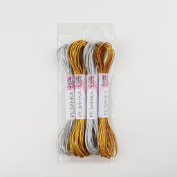 Резинка шляпная, 1/2 мм, 7 м, 4 шт., цвет золотой, серебряный