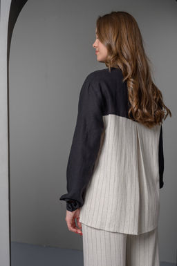 70% ЛЁН+30% ВИСКОЗА стильная комбинированная рубашка