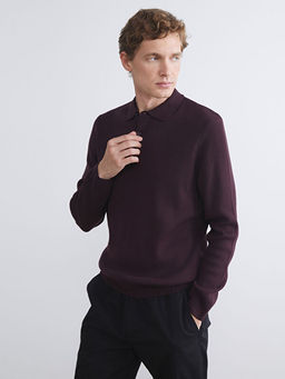 Polo Yaka Uzun Kollu Erkek Triko Kazak