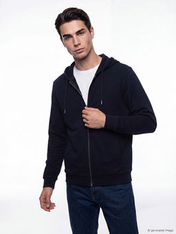 Kap??onlu Erkek Fermuarl? Sweatshirt