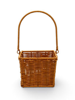 Корзина плетёная для хранения Fatum, с ручкой, пластиковая, коричневая, набор 2 шт.