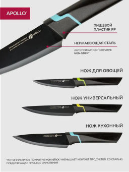 Набор ножей APOLLO Genio Vertex 3 пр. (02 кух.13,5см\05 унив.12,5см\07 овощ.10см)  фото 3