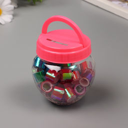 Клейкая лента пластик в банке «Перламутровый микс», набор 40 шт., 1.2 см, дл.0.9 м, 7×7×9 см