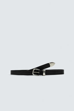 VINTAGE-EFFECT LEATHER BELT - Zara фото 3