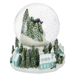 Фигур декор в стекл шаре "Снеговик/Дом" (подсв, муз, вьюга, AAAх3 н/п), D 10 см, L12 W11,5 H14 см, 2