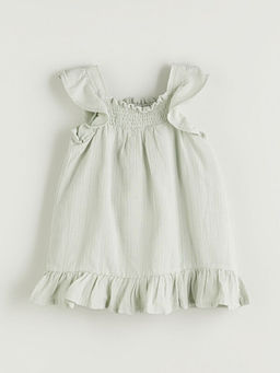 Kare Yaka K?z Bebek M?slin Elbise