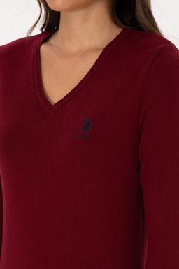 Kad_n Bordo V Yaka Basic Kazak Sepette S_rpriz _ndirim - U.s. polo assn фото 7