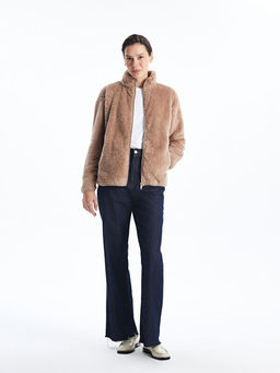 Dik Yaka Pel?? Kad?n Fermuarl? Sweatshirt