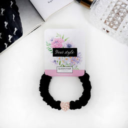 Цена за 6 шт. Резинка для волос «Блестящая сказка», сердце, 7 см, чёрная