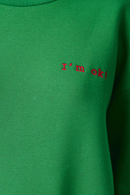 Yesil Kal?n Ici Polarl? Regular/Normal Kal?p Slogan Nak?sl? Orme Sweatshirt TWOAW21SW1061 - Trendyolmilla фото 3