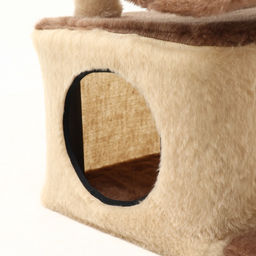 Комплекс для кошек, 33×76×105 см, разборный, с когтеточкой, с гамаком, бежевый