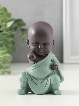 Сувенир полистоун "Маленький будда - кунг-фу" зелёно-коричневый 6,8х7,5х11 см