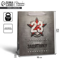 Цена за 2 шт. Пакет подарочный ламинированный, упаковка, «С 23 февраля», MS 18×23×10 см