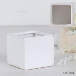 Кашпо Куб 6х5,5 см / 2236W /уп 12/144/белое