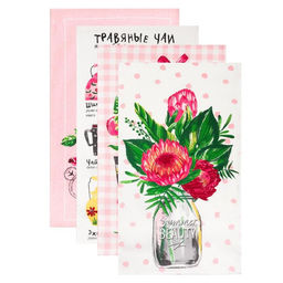 Набор кухонных полотенец Доляна. Самой любимой, 35?60 см - 4 шт., 100% хлопок