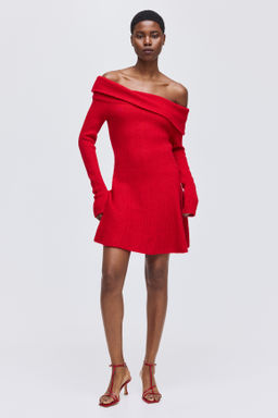 Vestido off-the-shoulder en punto de canal? - H&m фото 6