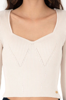 Женский кремовый свитер Неожиданная скидка в корзине - U.s. polo assn фото 6