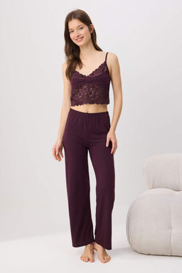Bordo Dantel Detayl? Braletli Orme Pijama Tak?m? THMSS26PT00239